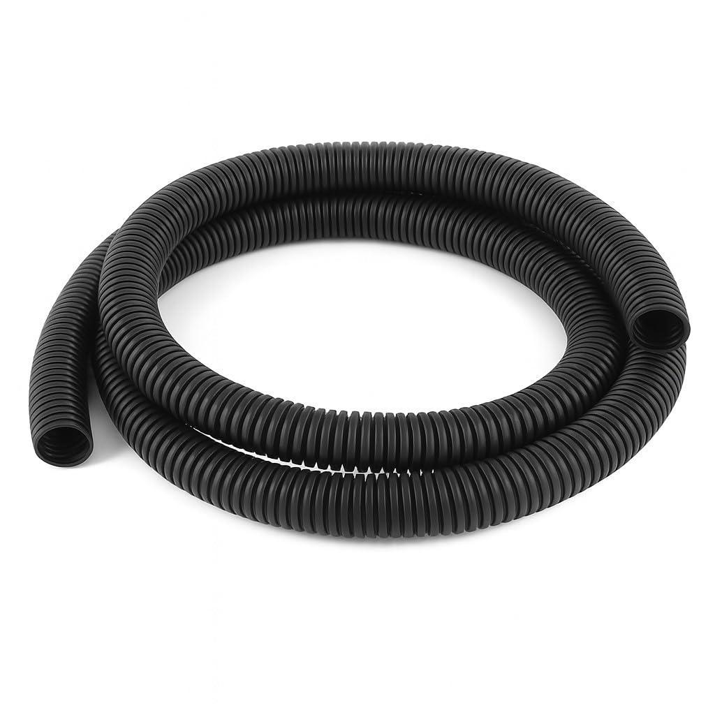 Photo 1 of MGI SpeedWare Corrugated Non-Split Conduit, Black Wire Tubing for High-Temperature Automotive Harness and Indoor Outdoor Wire Management - 10ft Length (Inner Diameter 1/2")