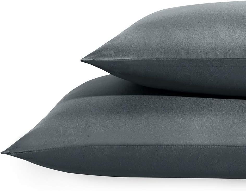 Bourina Pillowcase for Hair and Skin with Envelope Closure, Satin 2-Pack Pillow case, King 20×40 Inch Grey: Home & Kitchen