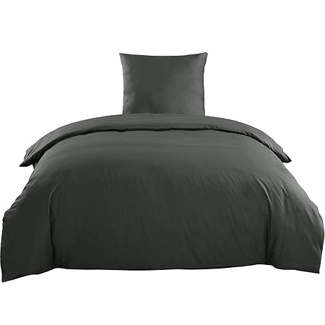 WOLTU BWS05m01, Bettwäsche Set 100% Baumwolle Satin kuschelig & warm, Bettgarnitur Bettbezug 135x200 cm + Kissenbezug 80x80 c
