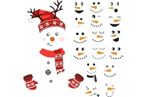 KAEMI Snowman Face Stickers for Crafts Cute Snowman Decals Christmas Wall Decals Snowman Refrigerator Stickers Window Cling Snowman Decals