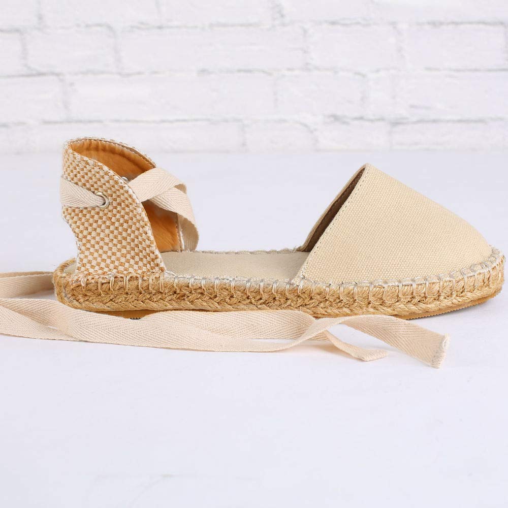 Women’s Lace up Platform Espadrilles Canvas Ankle Wrap Closed Toe Slingback D’Orsay Sandals - Image 3