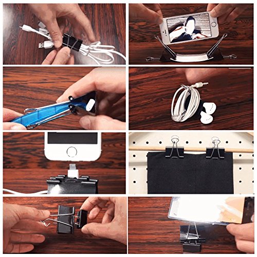Binder Clips Paper Clamp for Paper-120 Pcs Clips Paper Binder Assorted Sizes (Black) (Certified Refurbished)