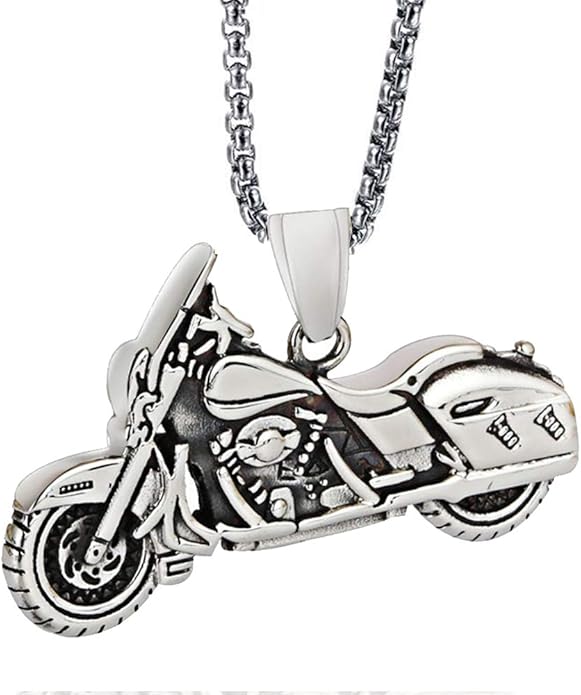 VUZALRANO Men's Stainless Steel Motorcycle Pendant Motorbike Cool Biker