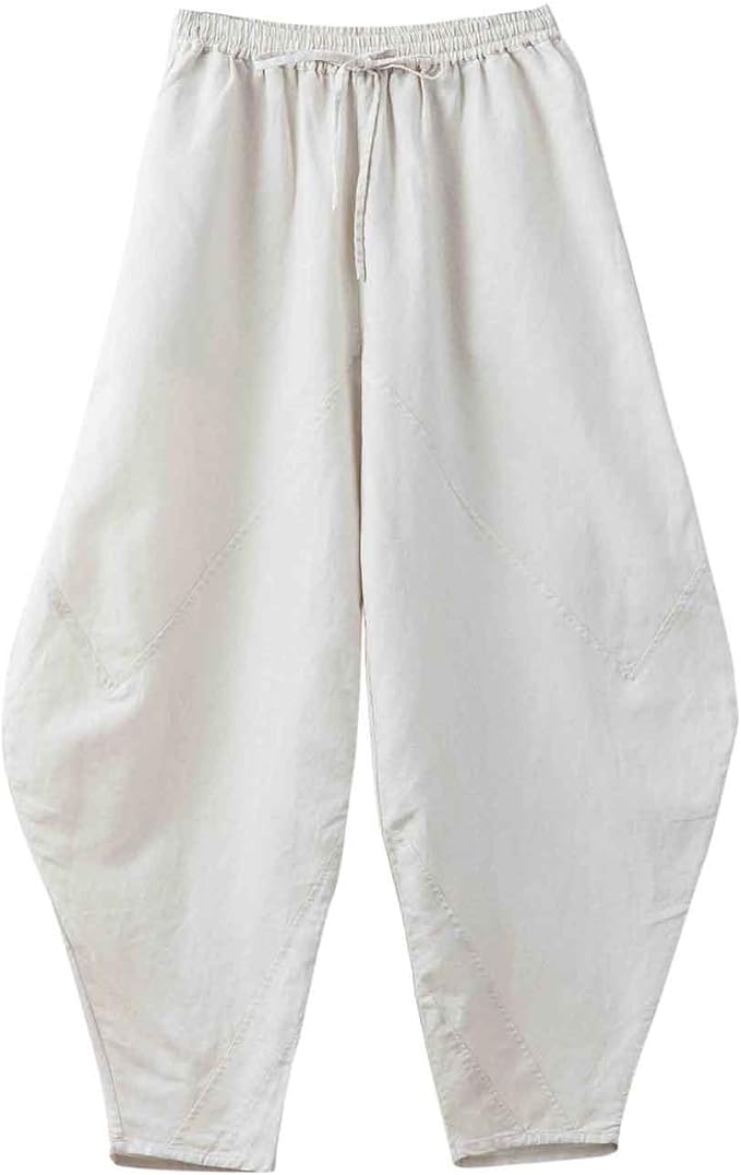 Women's Cotton Yoga Pants, Breathable Antistatic Linen Yoga Trousers