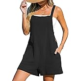 CUPSHE Women's Rompers Sleeveless Square Neck Jumpsuits Wide Leg Bib Overall with Pockets Outfit Casual Beach