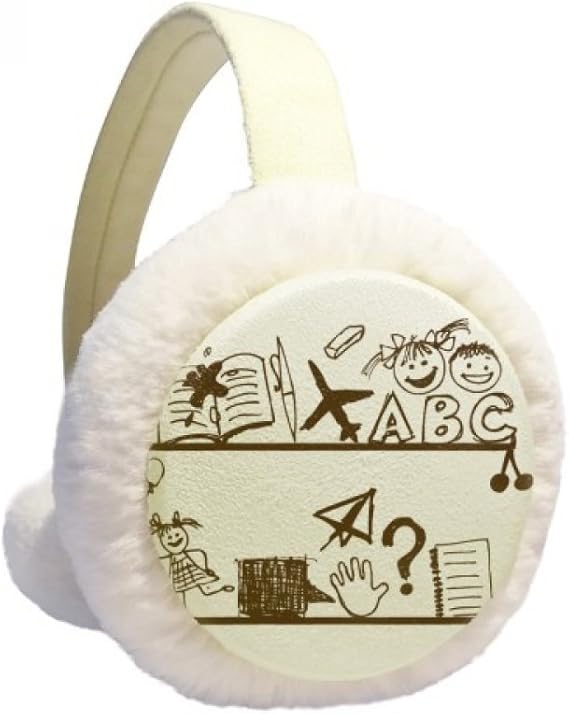 Amazon 無邪気な子供たちのかわいいイラストの本棚 冬のイヤーマフ耳ウォーマーフェイクファーの折り畳み式の豪華な贈り物 服 ファッション小物 通販