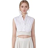 Victoria Cotton Shirts Elegant Ruffle Collar V Neck Dickey Mock Turtleneck Faux Collars for Women Girls
