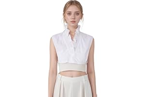 EYIBENLILAN Victoria Cotton Shirts Elegant Ruffle Collar V Neck Dickey Mock Turtleneck Faux Collars for Women Girls