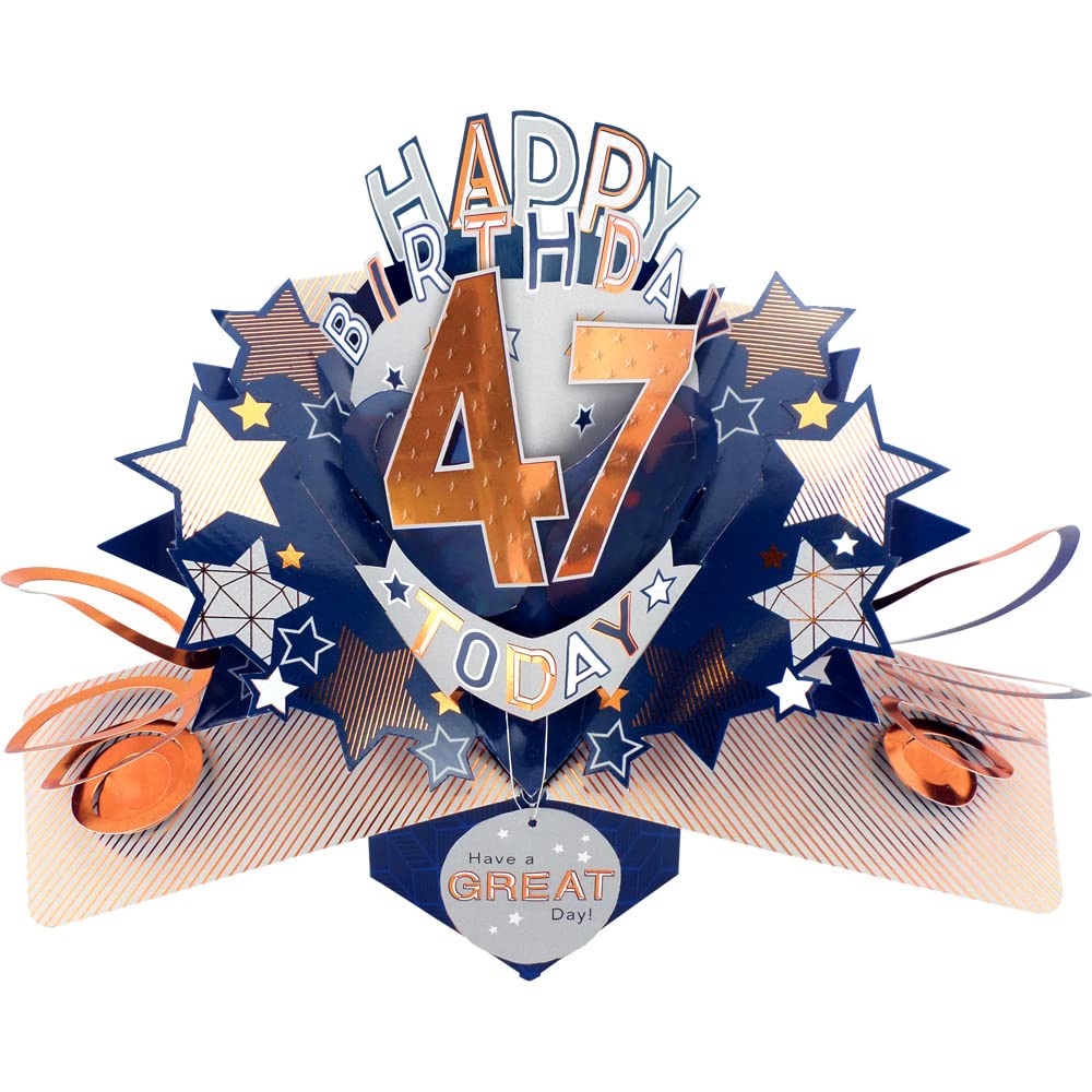 Happy 47th Birthday 47 Today Pop-Up Greeting Card Love Kate's Pop Up Cards Him POP204MC47