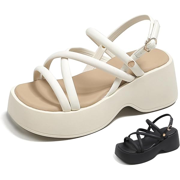 Lossarye Women's Chunky Platform Ankle Strap Sandals – Square Open Toe Summer Wedge Heels For Casual & Dressy Outfits - View #9