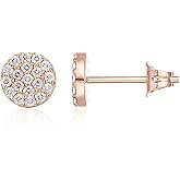 PAVOI 14K Gold Plated 925 Sterling Silver Post Stud Earrings for Women | Pave CZ Mini Disc | Gold Earrings for Women