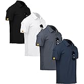 V VALANCH Polo Shirts for Men 4 Pack Short Sleeve Cool Dri Collared Tennis Golf Shirts