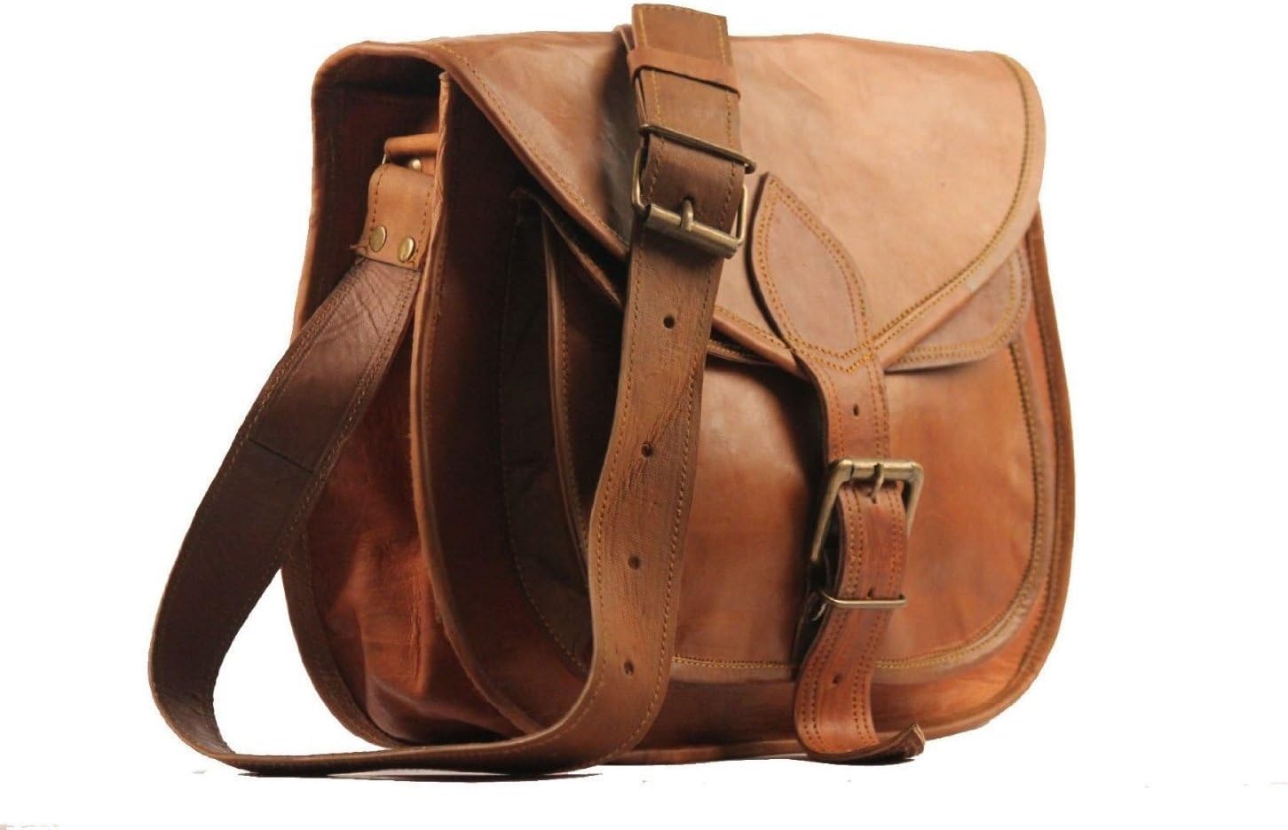 9" Women's Real Leather Shoulder Cross Body Satchel Saddle Tablet Retro Rustic Vintage Bag Handbags Purse
