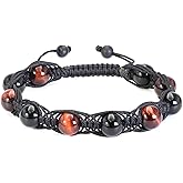 Genasto Natural Tiger Eye Bracelet for Men, Protection Tigers Eye Energy Stone Beads Healing Bracelet, Handmade Crystal Beads Bracelet Mens Jewelry Christmas Gifts for Men