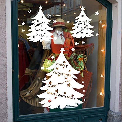 Merry Christmas Decorations White Christmas Tree snowflake Window Clings Decal Stickers Thanksgiving Decorations Ornaments Party Supplies