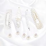 Pearls Hair Clips for Women Girls Teens Blonde - 9 Pcs Large Thick Thin Hair Bar