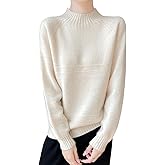 RUCPUW 100% Merino Wool Sweaters for Women's Fall Winter Knitted Thick Warm Pullover Long Sleeves Turtleneck(WQ710)