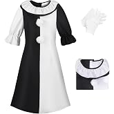 Women Horror Killer Cosplay Costume Halloween Scary Movie Dress | Adult Scary Killer Cosplay Costume, Womens Horror Killer Outfit, Black White Dress, Halloween Horrible Movie Dresses