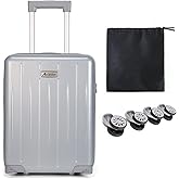 Aklsvion 18-inch Carry-on Boarding Luggage: Equipped with Movable Wheels, TSA Approved,Under the Seat, Hard Shell Construction, Lightweight Bag with Essential Accessories (Pearl Silver)