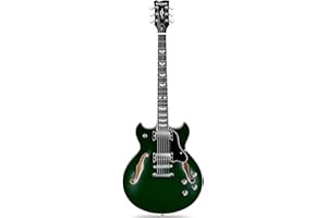 WESTCREEK GUITARS WestCreek 333 Electric Guitar with 6 String, Semi Hollow Body Jazz Electric Guitar, Alnico Humbucker Pickups, Roosewood Fretboard, Rounded End Jumbo Frets, Full (Green)