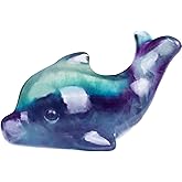 Hguxmcu Rainbow Fluorite Crystal Dolphin Carving Hand Carved,1.8 Inch Dolphin Figurine Polished Gemstone Animal Sculpture Healing Stone Meditation Decor Gift Collection