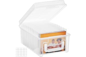 Photo Storage Box 5 x 7 In Photo Case, 10 Inner Large Pictures Keeper, Clear Photo Storage Container, Seed Craft Cards Pictur