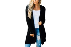 MEROKEETY Women's 2024 Long Sleeve Open Front Hoodie Knit Sweater Cardigan Outwear