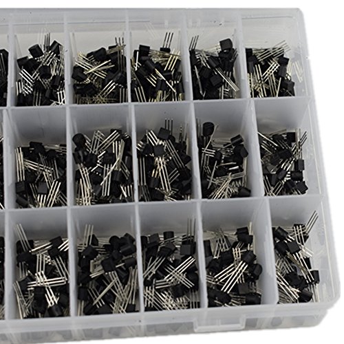 Ltvystore 960PCS 24 Value 2N2222-S9015 & BC327-BC558 NPN PNP Power Transistors Assortment Kit Set with Reuse Box and A Lable Marked Resistance