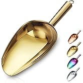 Berglander Stainless Steel Gold Ice Scoop 6 OZ, Titanium Golden Plating Metal Ice Scooper for Ice Maker, Multipurpose for Can