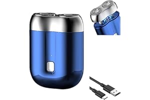 MOREKFLY New Model Mini Dual-Head Electric Shaver, 2025 New Dual Head Shaver Pocket Electric Mini Portable Razor Double Head Razor Washable USB Rechargeable Dual Head Compact Electric Razor (Blue)