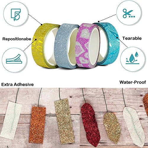 Phantomon Washi Tape Set 30 Roll Decorative Tape for Art, Crafts, DIY Decor, Scrapbook, Glitter Washi Masking Tape with Storage Bags - Thumbnail 3