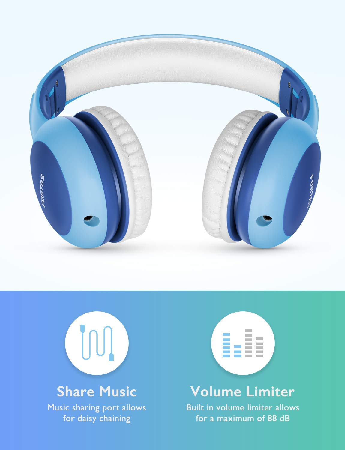 Audio Sharing Function On Ear Headphones With 85db Volume Limited Ipad Blue Mac Compatible With Iphone Tablets Android Pc Fortas Kids Headphones Soft Earmuffs Cellphones 3 5mm Jack Nayancorporation Com