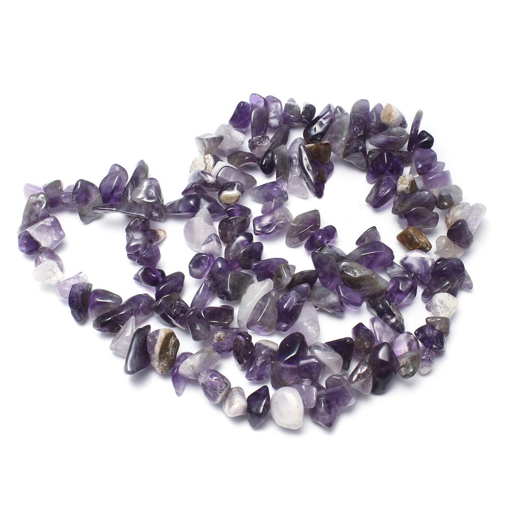 Treasure Bay Natural Gemstone Chips Necklace Long Style for Women and Girls (Amethyst)