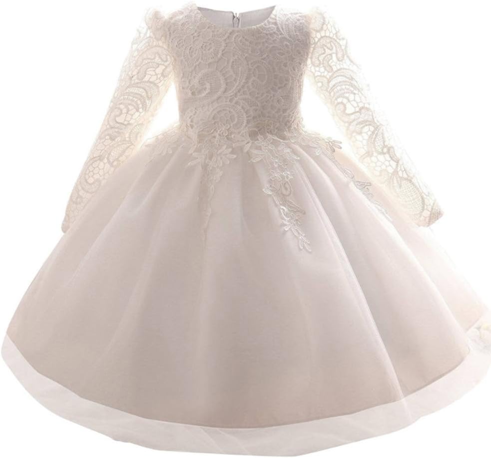 KINDOYO Baby Girl Lace Princess Wedding Birthday Dress Long Sleeve Party