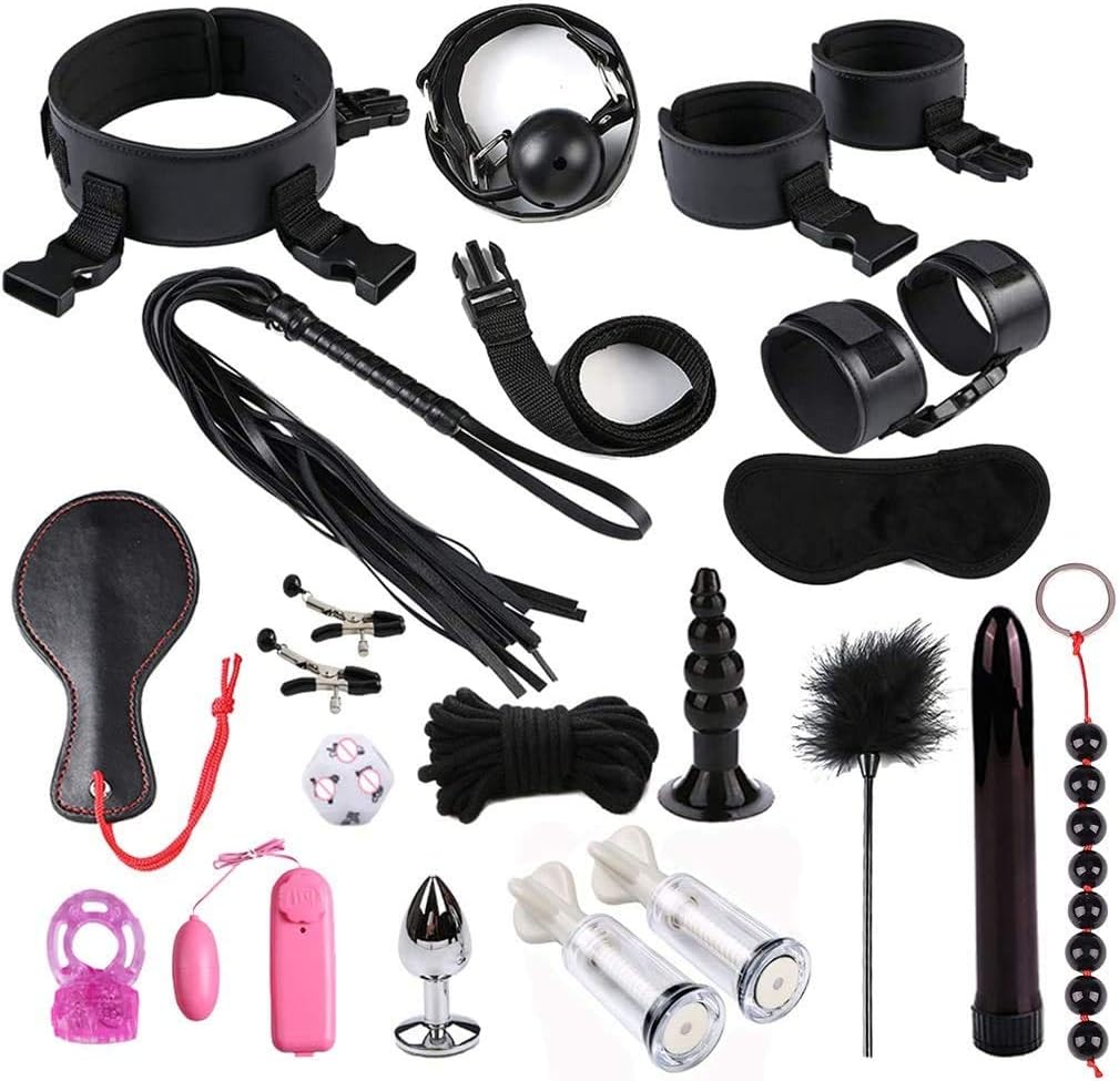 forocean 2020 Begīnners Kit Couples Fllirt Gāme Leather Adullt Six Toys for Couples - Black