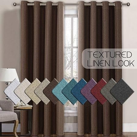 Amazon Com H Versailtex Linen Curtains Room Darkening Light