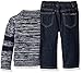 Nautica Baby Three Piece Set with Woven, Striped Shawl Sweater, Denim Pant, Sport Navy, 18 Months