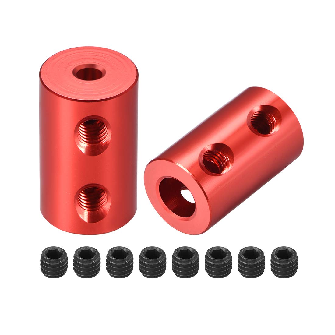 sourcing map 3mm to 6mm Bore Rigid Coupling Set Screw L20XD12 Aluminum Alloy,Shaft Coupler Connector for RC Airplane Boat, Motor Accessories,Red,2pcs