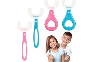 4Pcs U Shaped Toothbrush for Toddlers & Kids - Soft Silicone Brush Head, 360° Oral Teeth Cleaning