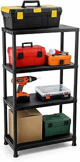 Oypla 4 Tier Black Plastic Heavy Duty Shelving Racking Storage Unit 80kg view 1