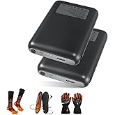 RTDEP 5V 6000mAh Heated Gloves Battery Pack, 4 Heating Level, Batteries for Heated Socks, Insoles, DC Output, Heat Slippers Rechargeable Battery- 1Pair