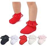 Mini angel Baby Lace Socks Baby Girl Double/Eyelet Lace Ruffle Frilly Socks for Newborn Infant and toddlers Gift Set
