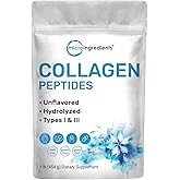 Micro Ingredients Hydrolyzed Collagen Peptides Powder, 1lb | Grass Fed Bovine Collagen for Women & Men | Type I & III Unflavo