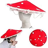 Tewloss Medieval Mushroom Hat Cosplay Accessory Party Clothing, Oversized Hat With Beads and Lace Edges