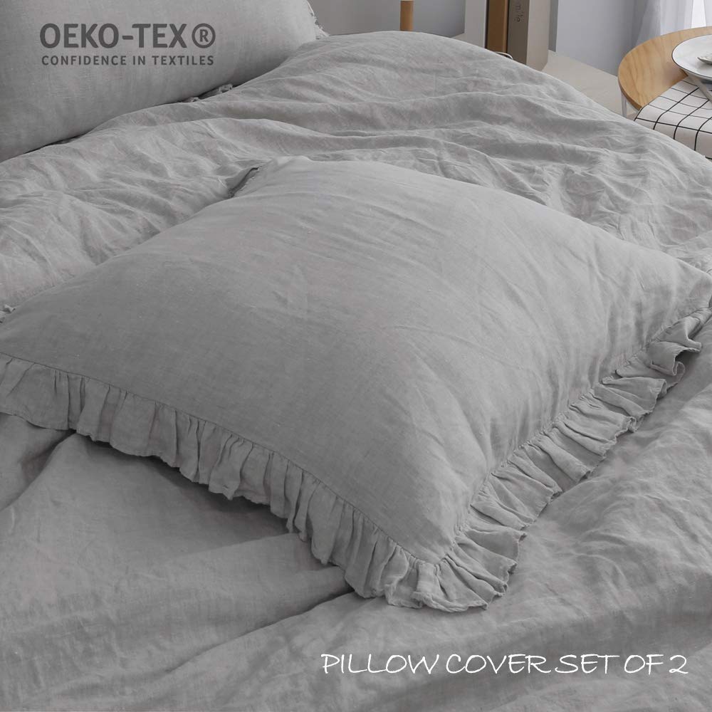 Simple Opulence 100 Linen Stone Washed Euro Sham With Ruffle