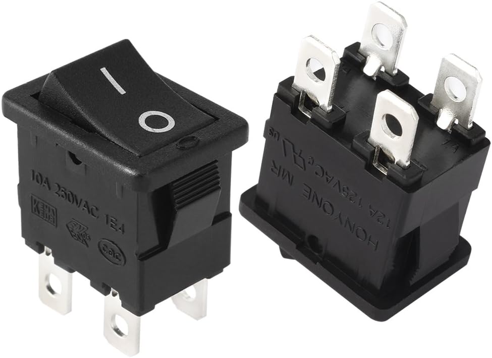 Uxcell AC 12A 125V 10A 250V DPST On Off Button 4P 2 Position I O Rocker 