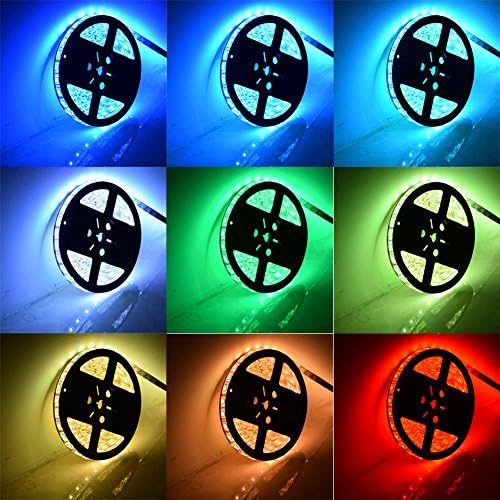 Homelek 12V Flexible SMD 5050 RGB LED Strip Lights, LED Tape, Multi-colors, 300 LEDs, Non-waterproof, Light Strips, Color Changing, Pack of 16.4ft/5m Strips