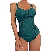 BOSCORD Women Tummy Control One Piece Swimsuit - Push Up Bathing Suit Full Coverage Slimming Swimwear( L Size) Green
