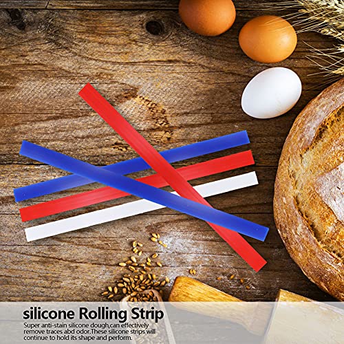 6PCS Measuring Dough Strip, 15'' Professional Silicone Guide Sticks Rolling Pin Guides