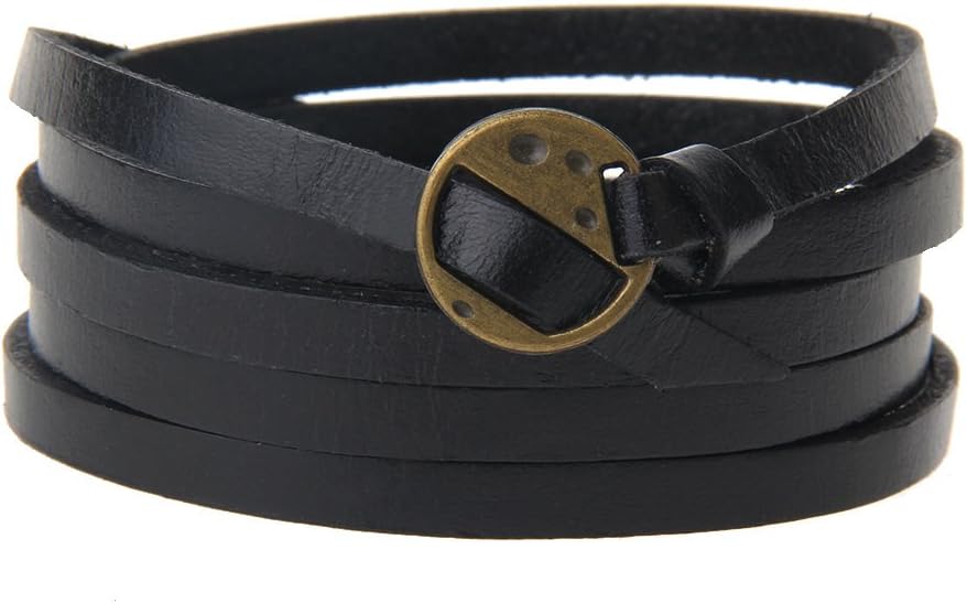 Jirong Black Leather Cool Bracelet with Metal Buckle Adjustable Woven Bracelets Mens Bracelet Cool Bracelet Jewelry Bracelet Bangle Bracelet Cuff Bracelet 375s